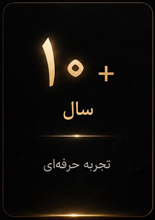 نمایش گرافیکی عدد ۱۰+ سال تجربه حرفهای با طراحی طلایی